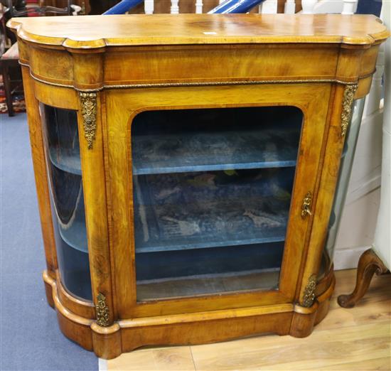 A Victorian walnut display cabinet W.115cm